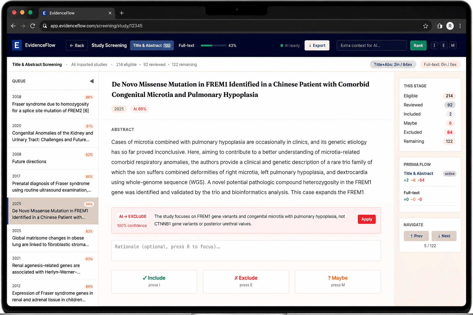 Screening Interface